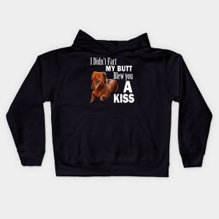 I didn't fart my butt blew you a kiss funny dachshund wiener dog Kids Hoodie